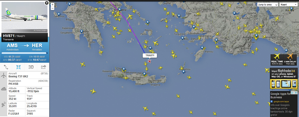 Vluchten naar Kreta en vanaf Kreta volgen op Flightradar24.com